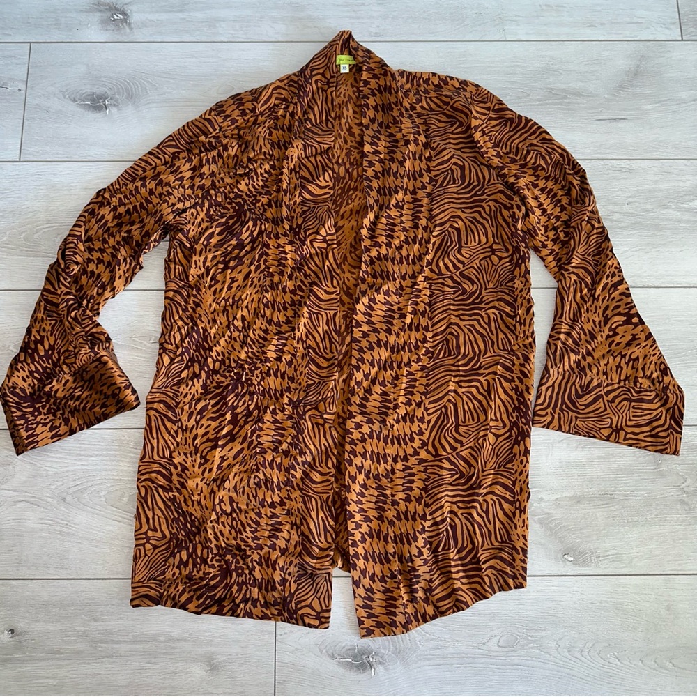 Tell Your Friends Orange Animal Print Kimono Women's X-Small XS
